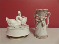 Swan Music Box and Vase