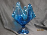 Viking Glass Blue Petal Handkerchief Compote Vase