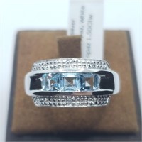 $150 Silver Blue And White Topaz(1.5ct) Ring