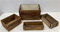 Four Branded Wood Boxes