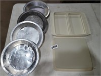 4 ALUMINUM PANS & TUPPERWARE WITH LID