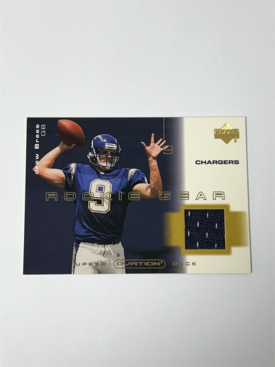 2001 UD Ovation Drew Brees Rookie Jersey Card