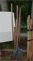 Misc Hand Tools-Axe, Shovel, 2 Rakes, Pitchfork,