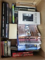Large Box of VHS Tapes, CDs, DVDS