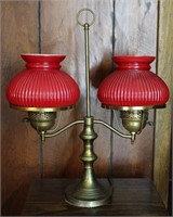 Antique Double Light Brass Student Lamp