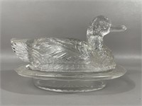 Vintage Tiffin Glass Duck On A Nest