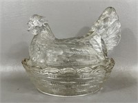 Vintage Clear Westmoreland Hen on a Nest