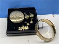Bracelet Stamped GF, Brooch stamped Gold Filled,