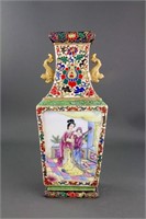 Chinese Famille Rose Gilt Porcelain Vase Qianlong