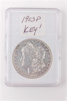 Coin 1903-P Morgan Silver Dollar in Almost Unc.