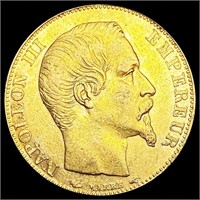 1854-A France .1867oz Gold 20 Francs CLOSELY UNCIR