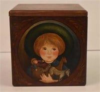 Small Folk Art Painted Wood Box