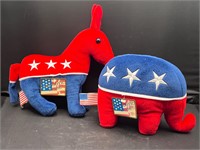 Patriotic Pride donkey & elephant political plush