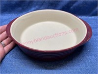 Pampered Chef Cranberry Stoneware 9in baking dish