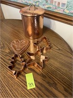 Copper Tone Canister, Cookie Cutters & Wall