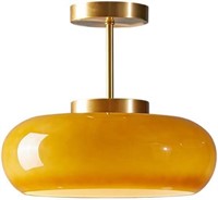 Orange Ceiling Lamp with Glass Shade