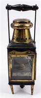 Vintage Metal & Brass Gas Post Lamp / Lantern