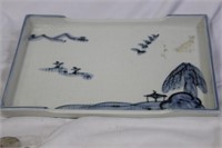 An Asian Blue and White Porcelain Tray
