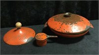 Enamel Orange Flame Pan Set