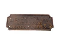 A C Welchmans Builders Lancaster iron ID plate