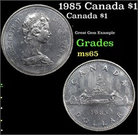 1985 Canada $1 Canada Dollar KM# 120.1 $1 Grades G