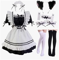 (Size: S - white/ black) Japanese Maid Outfit