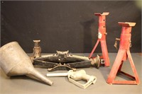 Car Tools - Jack, Funnel, Morrison Gas Pump Handle