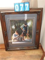 Framed Kids with Cat 34" X 40"