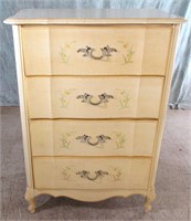 VINTAGE FRENCH PROVINCIAL PAINTED FLOWERS CHEST
