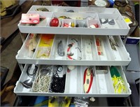 TACKLE BOX OF FISHING LURES AND MISC