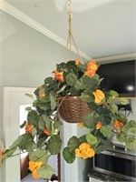 Hanging Decorative Faux Plant with Flowers