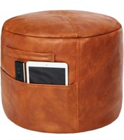 (new)Thgonwid Unstuffed Faux Leather Pouf Cover