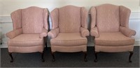 Vintage Pink Wingback Upholstered Chairs, when