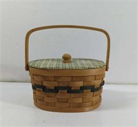 Sewing Basket with Lid And Wooden Handle