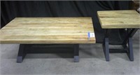 QUALITY SOLID WOOD AND METAL 2 PC TABLE SET