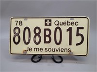 1978 Quebec License Plate