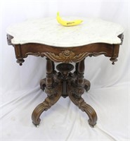 Antique Eastlake Very Ornate Marble Top Table