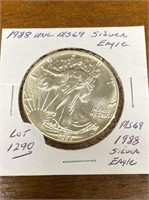 1988 UNC. MS69 U.S. SILVER EAGLE COIN