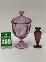 Viking Pink Petal Lidded Candy Dish with Purple