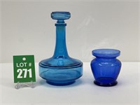 Decanter Bottle Made In Belgium with Cobalt Vase