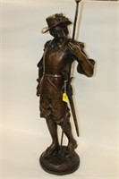 Antique Bronze Statue of a Man with Sword & Speer