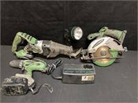 18 VOLT HITACHI POWER TOOLS WITH ONE BATTERY,