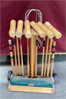 Vintage Wooden Brookstone Croquet Set