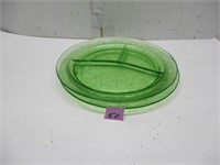 Green Glass Divided Plates