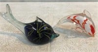 A Pair Of Art Glass Dolphins V12C