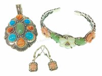Carolyn Pollack Sterling Silver & Mineral Bracelet
