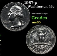 1987-p Washington Quarter 25c Grades GEM Unc