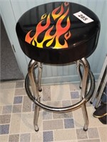 METAL BAR STOOL W/ SPINNING FLAME SEAT