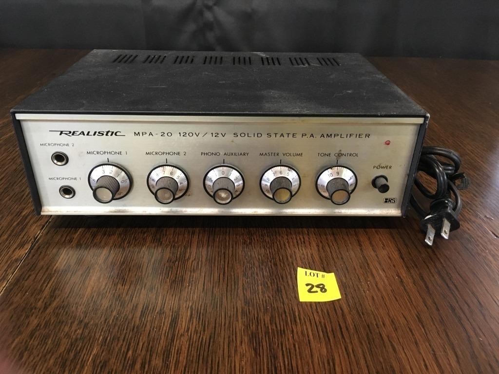 Realistic MPA-20 120V/12V P.A  Amplifier untested