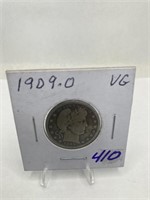 1909-O Barber Quarter VG